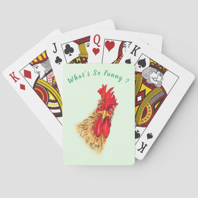 Funny Rooster Playing Cards - Custom Text (Back)