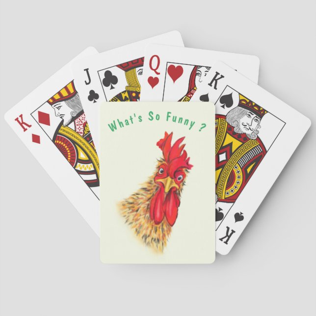 Funny Rooster Playing Cards Custom Text and Color (Back)