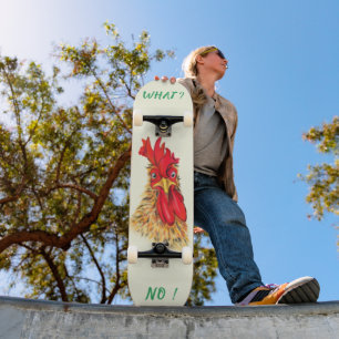 Funny Rooster Skateboard Custom Text
