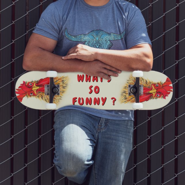 Funny Rooster Skateboard Custom Text (Outdoor 3)
