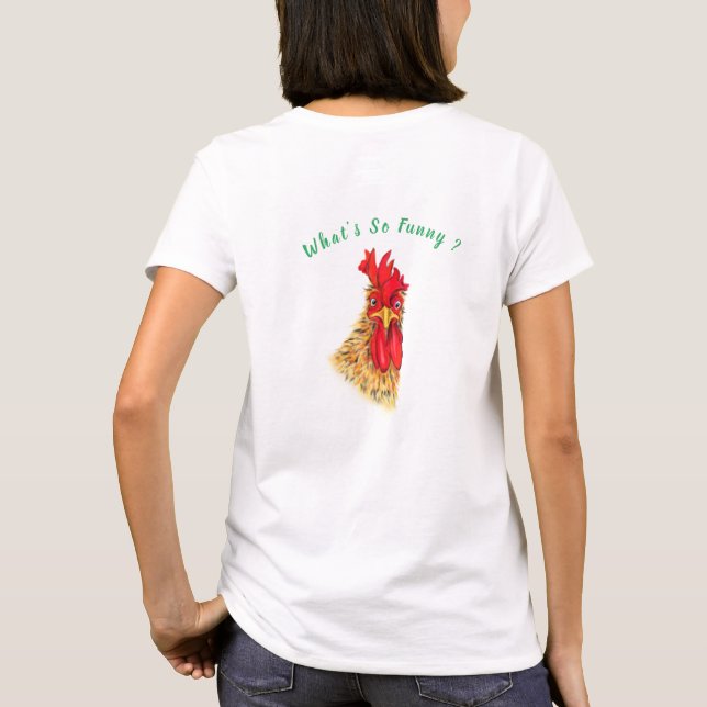 Funny Rooster T-Shirt - Custom Text (Back)