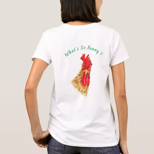 Funny Rooster T-Shirt - Custom Text (Back)