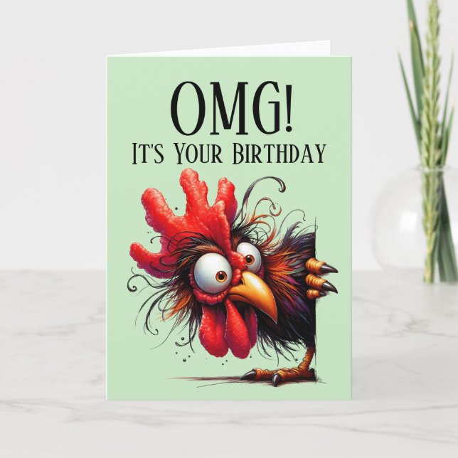 Funny Rooster Theme Birthday Card (Front)
