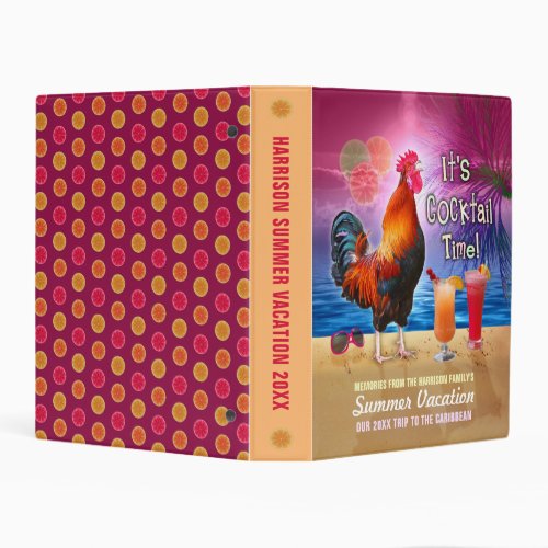 Funny Rooster Tropical Beach Sea Vacation Memories Mini Binder