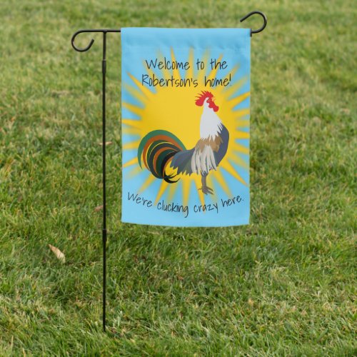 Funny Rooster Welcome Garden Flag