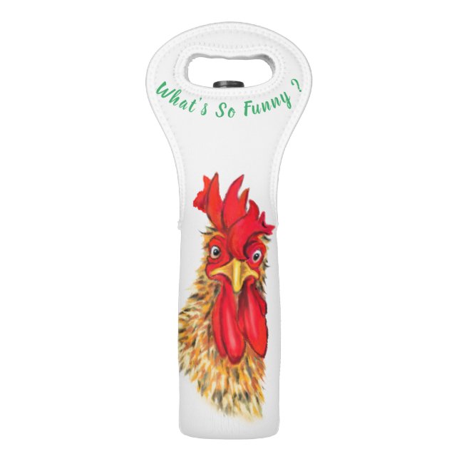Funny Rooster Wine Bag - Custom Text (Front)