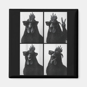 Funny Rooster With Sungles Photobooth Selfie Farm Magnet
