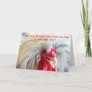 Funny Roosters bad hair day Card