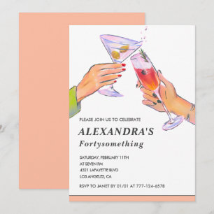  Funny Rose Gold Cocktail Champagne 42nd birthday Invitation