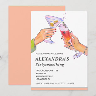 Funny Rose Gold Cocktail Champagne 64th birthday Invitation