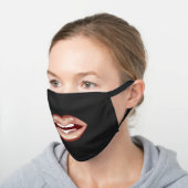 Funny Rose Gold Lipstick Mouth Black Cotton Face Mask (Angled)