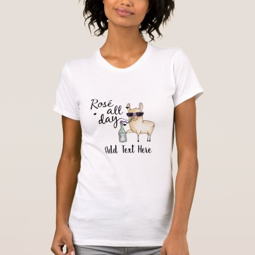 Funny Rose Wine All Day _ Cool Llama Custom T_Shirt