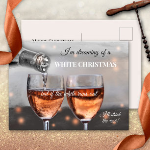 Funny Rosé Wine Christmas Postcard