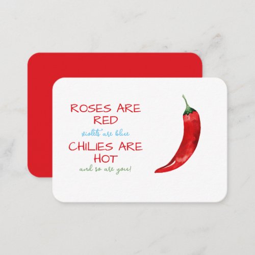 Funny Roses are Red Chili Poem Valentines Day Note Card