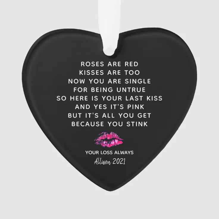 Funny Roses Are Red Poem Boyfriend Breakup Name Ornament | Zazzle Funny Roses Are Red Poem Boyfriend Breakup Name Ornament | Zazzle