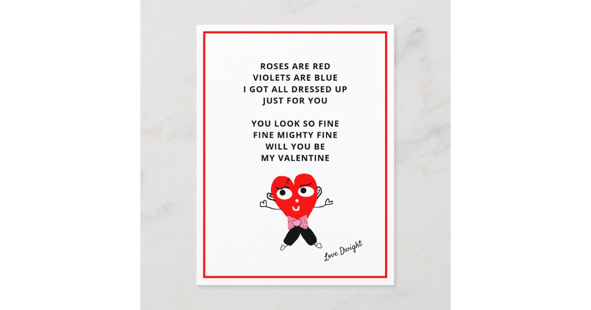 Funny Roses Are Red Poem Valentines Day Girlfriend Holiday Postcard