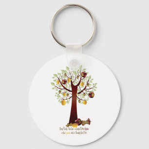 Funny Rotten Apple Family Tree Keychain
