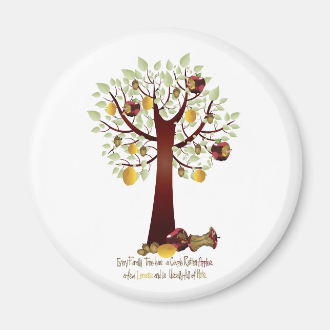 Funny Rotten Apple Family Tree Magnet (Front)