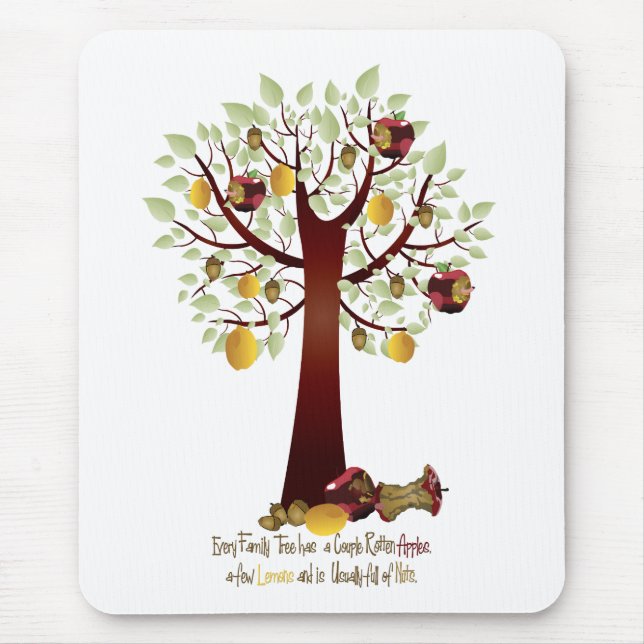 Funny Rotten Apple Family Tree Mouse Pad (Front)