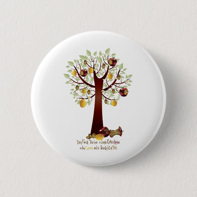 Funny Rotten Apple Family Tree Pinback Button (Front)