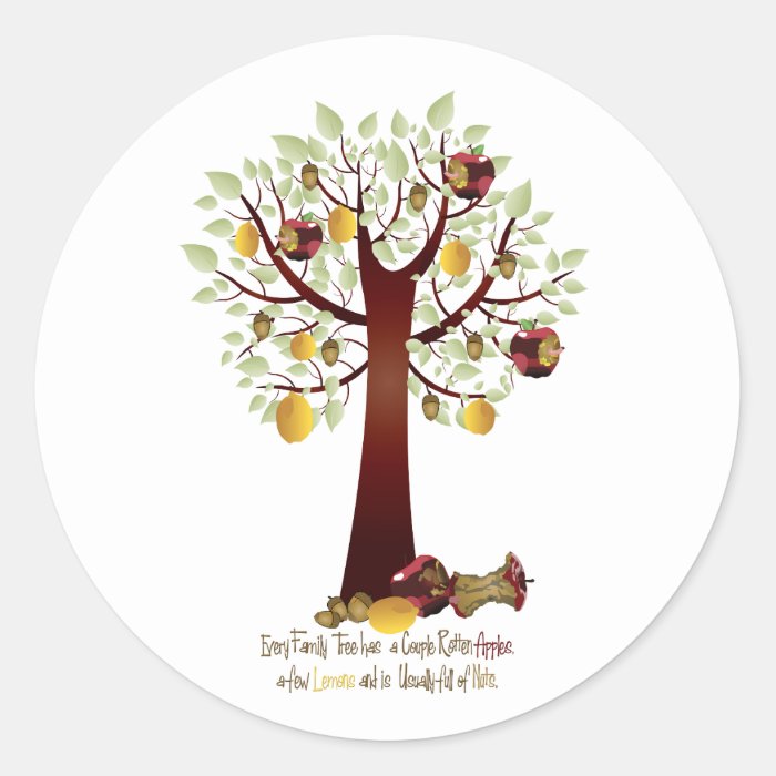 Funny Rotten Apple Family Tree Round Stickers