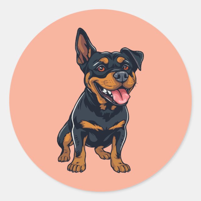 Funny Rotti God Classic Round Sticker (Front)