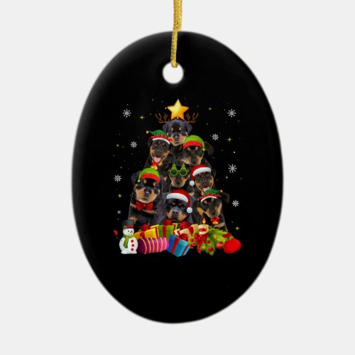 Funny Rottweiler Christmas Tree Xmas Dog Lovers Ceramic Ornament