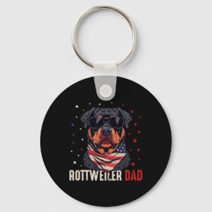 Funny Rottweiler Dad Usa Stars 4th Of July Fathers Keychain