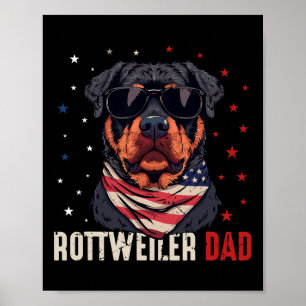 Funny Rottweiler Dad Usa Stars 4th Of July Fathers Poster