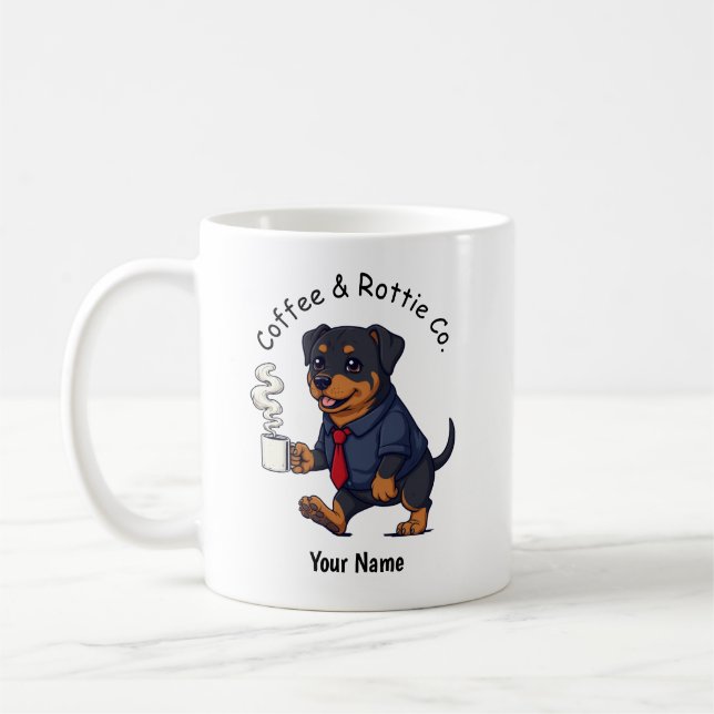 Funny Rottweiler Dog Business Suit Coffee  Coffee Mug (Left)