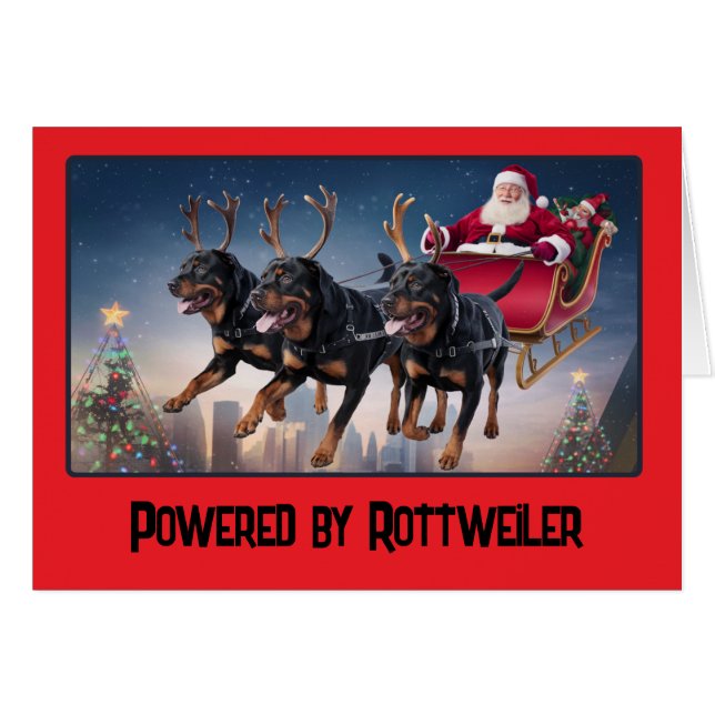 Funny Rottweiler Dog Christmas Cards (Front Horizontal)