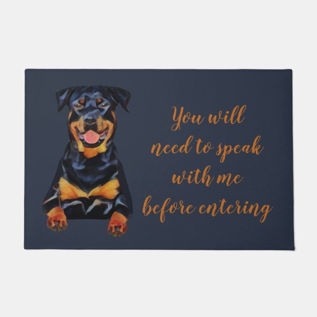 Funny Rottweiler Dog Doormat (Front)
