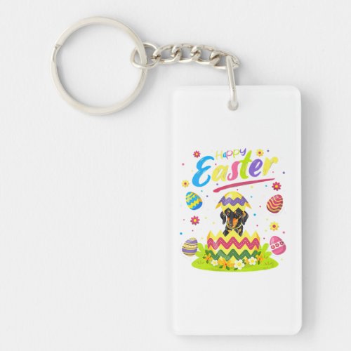 Funny Rottweiler Dog Happy Easter Holiday Gift Keychain