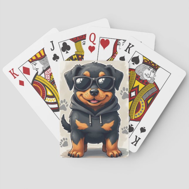 Funny Rottweiler Kawaii Dog Poker Cards (Back)