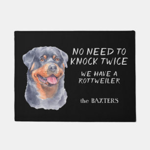 Funny Rottweiler No Need to Knock Twice Doormat