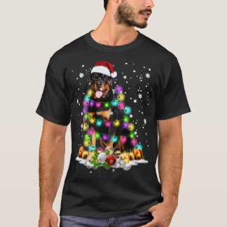 Funny Rottweiler Xmas Lights Merry Christmas T-Shirt