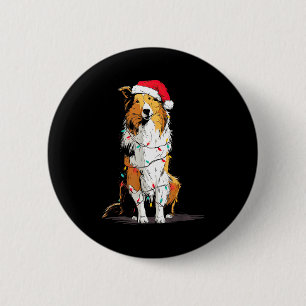 Funny Rough Collie Christmas Graphics Dog Lights L Button