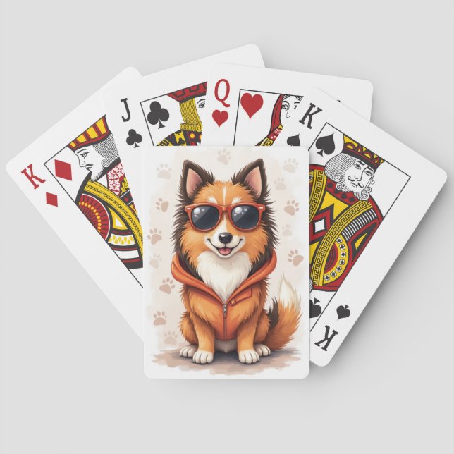 Funny Rough Collie Kawaii Dog Poker Cards (Back)
