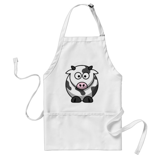 Funny Round Cartoon Cow with Pink Nose Adult Apron (Front)