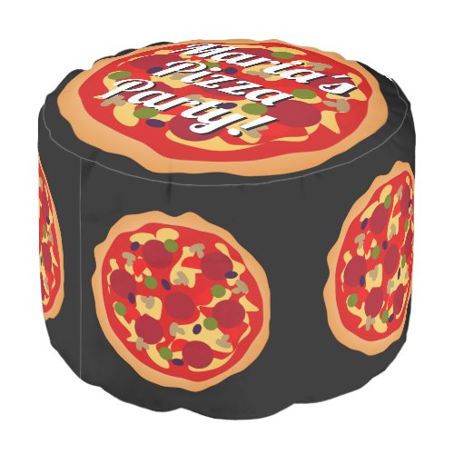 Funny round Italian pepperoni pizza sitting pouf