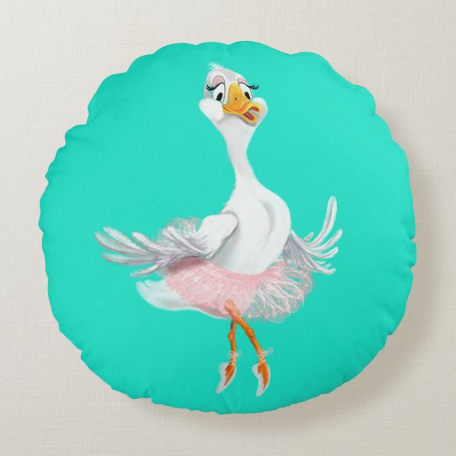 Funny Round Pillow Ballerina Duck - Your Colors (Front)