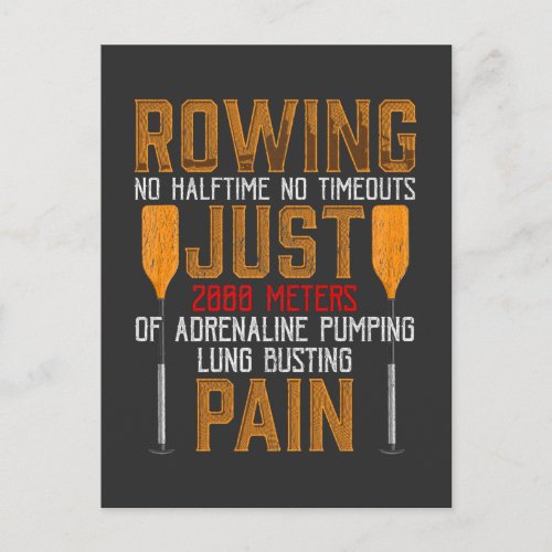 Funny Rowing Adrenaline Pumping Lung Busting Rower Postcard