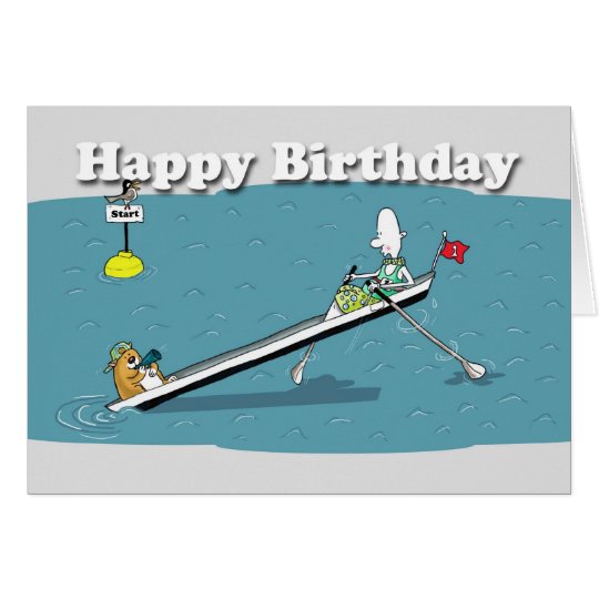 funny rowing card Birthday, fat cat and duncan