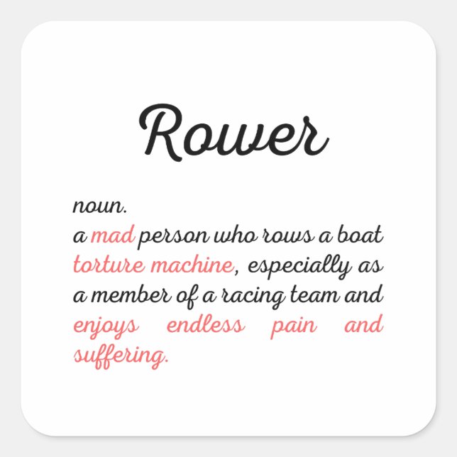 Funny rowing definition square sticker (Front)