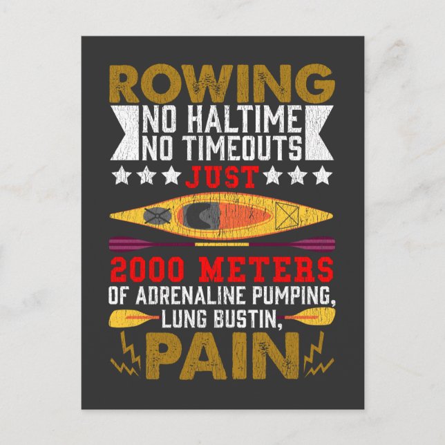 Funny Rowing Hobby Rower Humor Kayaking Postcard (Front)
