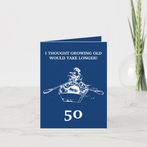 Funny Rowing Woman Blue Sister 50th Birthday Card