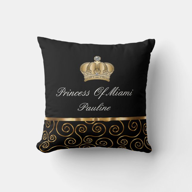 Funny Royal Monarch Princess Crown Throw Pillow (Front)