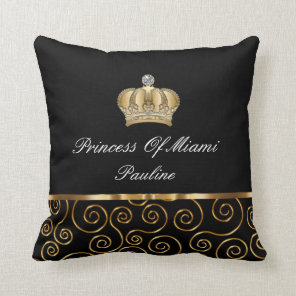 Funny Royal Monarch Princess Crown Throw Pillow