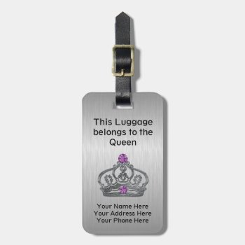 Funny Royal Queen Crown Travel Luggage Tag by idesigncafe at Zazzle