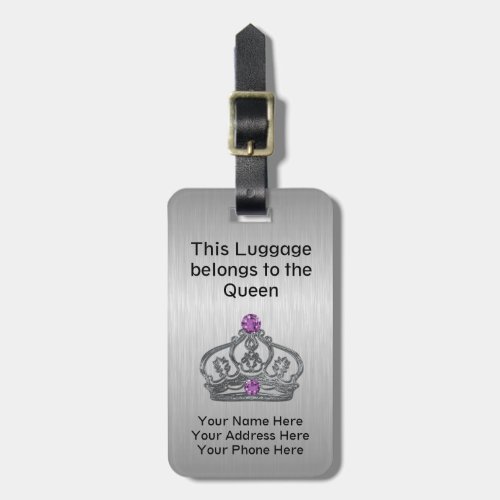 Funny Royal Queen Crown Travel Luggage Tag